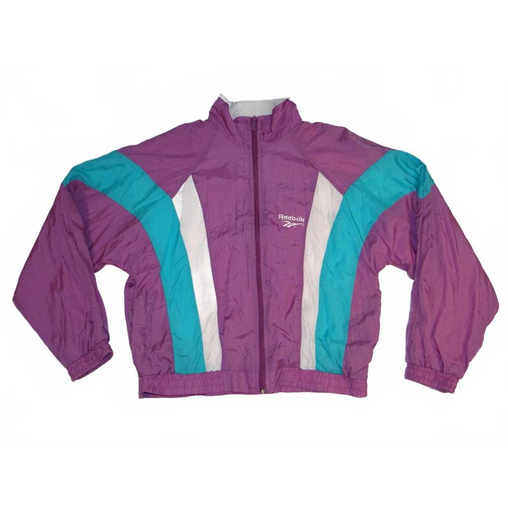 Vintage Reebok‎ Women's Windbreaker Jacket Purple Teal White